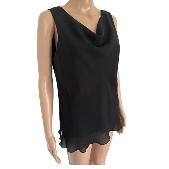 Y2K Style Cowl Neck Chiffon Top 10 Whimsigoth Fairy Grunge Simple Blouse Black - Picture 1 of 6